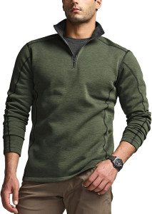 CQR Men's Thermal Fleece Quarter Zip Sweater, Outdoor Lightw